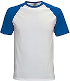 Baseball T-Shirt für Männer - zweifarbig - Farbe weiß/royalblau Größe M