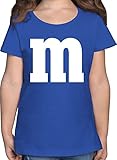 T-Shirt Mädchen - Karneval Fasching - Gruppen M und M Aufdruck I M&M Kostüm Gruppe I MundM & M I MM - 128 (7/8 Jahre) - Royalblau - Karneval-Klamotten Karneval. m& Shirt Kinder Faschings-t-S