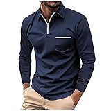 Herren T-Shirt Set Die Wilden Kerle - Zipper Revers Langarm Tasche Polohemd Einfarbig Regular Fit Mit Brusttasche Und Witzigen Sprüchen (Marine, XL)