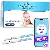 Easy@Home 100 Ovulationstest Kinderwunsch Fruchtbarkeitstest für Frauen Eisprung 25 mIU/ml mit Optimaler Sensitivität - Unterstützt von Premom Fertilitätsmonitor Ovulation APP - 100 LH T