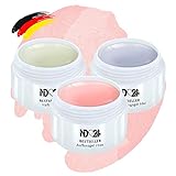 Gel Set - Haftgel + Aufbaugel Rosa + Finish Versieglergel - Made in Germany (3 x 15ml)