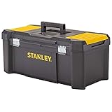 Stanley STST82976-1 Werkzeugbox/Werkzeugkasten (26', 66,5x33,5x28cm, Beladung bis zu 12kg, Werkzeugkoffer mit Metallschließen, Organizer mit entnehmbarer Trage, robuster Koffer aus Kunststoff)