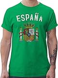 Fussball WM 2022 Fanartikel - Spanien Wappen EM - L - Grün - Spanien t-Shirt - L190 - Tshirt Herren und Männer T-Shirts