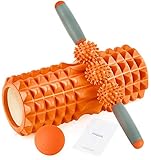 HBselect Faszienrolle 3in1 Set Wirbelsäule Foam Roller Massagerollen Duoball Massagestäbchen Massageball (orange A)