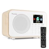 Audizio Vicenza Internetradio WLAN Radio mit Bluetooth 5.0, DAB Radio mit Fernbedienung, 10 Std. Akku, Line-Out, Küchenradio, FM/UKW Radio batteriebetrieben, USB-C Ladekabel - DAB Plus Radio in Weiß
