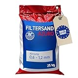 Poolomio® Filtersand für Sandfilteranlage Pool - 25 kg | Hochwertiger Quarzsand, Sandfilter, Poolfilter, Aquariensand | 0,6-1,2 mm Körnung für kristallklares Poolw