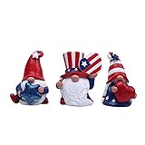 SanCiYu Gartenzwerge-Ornamente, 3er-Pack patriotische GNOME-Statue, USA Stars and Stripes, Elfen-Zwerge, Bastelzwerge, Figuren für Rasen-Ornamente, Unabhängigkeitstag-Ornamente