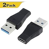 Packung mit 2 Stück USB-C USB 3.1 Typ C Buchse auf USB 3.0 A Stecker Adapter Konverter Unterstützung Datensynchronisation und Aufladung (USB C Buchse auf USB 3.0 Stecker)