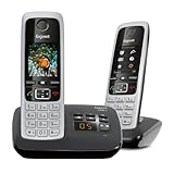 Gigaset C430A Duo 2 schnurlose Telefone mit Anrufbeantworter (DECT Telefon mit Freisprechfunktion, klassische Mobilteile mit TFT-Farbdisplay) schwarz-silber