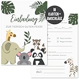 Things of Happiness 10 Einladungskarten zum Kindergeburtstag Dschungel-Tiere by Geburtstagseinladungen Zootiere mit Umschlägen | Einladung zum Geburtstag Kinder Mädchen Junge (Safari)