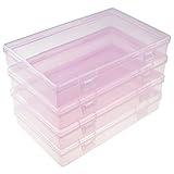 Goodma 4 Stück Rechteckige Kunststoffboxen Leere Aufbewahrungsbehälter mit Klappdeckel für kleine Gegenstände und andere Bastelprojekte (Rosa, 180 x 110 x 30 mm)