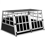 CADOCA® Hundetransportbox Aluminium Hundebox Kofferraum robust verschließbar trapezförmig XL 89x70x51cm Reisebox Autobox Tiertransportbox