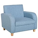 CLYZ Kindersofa Kindersessel mit dickem Schaumstoff Sitzkissen Leinen Blau