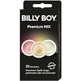 Billy Boy Kondome Premium Mix | Vielfalt aus Länger Lieben, Perlgenoppt und Einfach drauf Transparente Kondome | 24 Stück