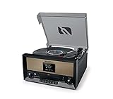 Muse MT-110DAB Plattenspieler mit integrierter Stereo-Analage | Vintage Vinyl Spieler | Bluetooth | Smartphone kompatibel | Retro Plattenspieler-Komplett Set | DAB Radio UVM.