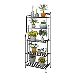 DAWNYIELD 5 Etagen Metall Pflanzenständer, Moderne Blumentopfhalterung mit Stahlrahmen, Lagerregal Innen Außen, Arbeitszimmer Home Organizer Regal für Bad Küche Schw