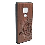 RoseFlower® Luxus Holz Schutzhülle für Huawei Mate 20 (6.53 Zoll) - Palisander Kompass Handyhülle - Natürliche Handgemachte Holzhülle Hülle Handytasche Handy Case Cover