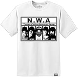 N.W.A., Album-T-Shirt mit Eazy E, Dr. Dre, Ice Cube, Yella, und MC Ren Gr. L, weiß