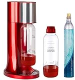Levivo Wassersprudler Set/Trinkwassersprudler Starter Set inkl. 2 Sprudlerflaschen je 1 l aus PET und CO2-Zylinder,klassischer Sodabereiter für individuelles Zusetzen von Kohlensäure in Leitungswasser