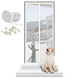 Katzennetz for Balkon, Mit Reißverschluss Haustiere Bildschirm Tür, Verhindern, DASS Katzen Aus Laufen, Katze Mesh Tür Bildschirm for Wohnzimmer, Schlafzimmer, Küche (Color : White, Size : 85x210cm