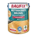 BAUFIX Wetterschutz-Holzgel farblos, seidenglänzend, 5 Liter, Holzlasur, tropfgehemmte Holzlasur, für alle Holzarten, witterungsbeständig