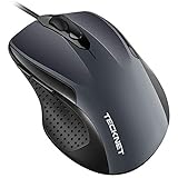 TECKNET Wired Maus Optical Business Mouse Verdrahtete Ergonomische Maus mit 6 Tasten, 2 Verstellbare DPI Level, USB-Kabel 140 cm
