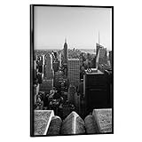 artboxONE Poster mit schwarzem Rahmen 90x60 cm Schwarz-weiß Städte Empire State Building - Black and White
