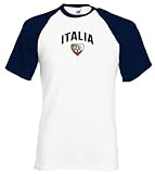 Italia / Italien Herren T-Shirt Team Flag Baseball Trikot|navy XXL