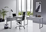 BMG-Moebel.de Büromöbel komplett Set Arbeitszimmer Office Edition in Lichtgrau/Anthrazit Hochglanz (Schreibtisch ohne Rollcontainer)