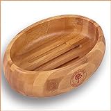 Grüne Valerie ® - Große edle nachhaltige Seifenschale/Seifenhalter/Soap Box Dish/aus Natur Holz (Bad, Dusche, Küche) - gereifter Bambus