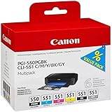 Canon PGI-550 / CLI-551 PGBK/C/M/Y/BK/GY Druckertinte - Multipack mit 6 Tinten für PIXMA Tintenstrahldrucker ORIGINAL