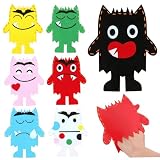 Farbmonster Handpuppen, 7pcs emotionale Traurigkeit Plüsch-Fingerpuppen, nicht gewebte Stoff Monster Puppet, DIY Early Learning Sockenpuppen für Geburtstagsfeier so tun, als ob Party-V