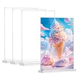 QWORK® 4 Stück A5 Acryl Display Ständer, doppelseitiger T-förmiger Displayständer, Klare Menühalter für Büro, Restaurant und Heimgeb
