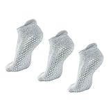 NEWCHAO Grip rutschfeste Anti Rutsch Socken für Frauen und Männer, 3 Paar Unisex Socken für Yoga Home Workout Barre Pilates Schwangerschaft