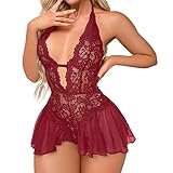 Generisch Sexy Dessous Damen für Sex Spitzen Body Lingerie Woman Babydoll Große Größen Babydoll Dessous für Frauen Spitze Nachtwäsche Negligee Lingerie Erotische Lingerie Neglig