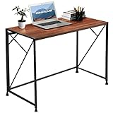 COMHOMA Schreibtisch, Computertisch klappbar, ohne Montage Bürotisch im Industriedesign, perfekt für Heimbüro, 100 x 50 x 75 cm (Brown)