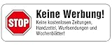 1 x Keine Werbung Aufkleber - Schild weiß extra Starke Folie - Sticker (Stop Keine Werbung ! Keine Kostenlose Zeitung, Handzettel, Wurfsendungen und Wochenblätter) für den Briefkasten - 1 Stück
