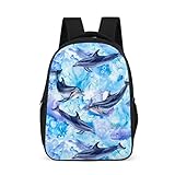 aquarell Delphin Rucksäcke Wasserabweisend Ultraleichter Wandern Daypack Schulranzen für Schule Multicolor Einheitsgröße