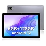 weelikeit Android 12 Tablets 10 Zoll, 6GB RAM+128GB ROM Tablet, 2.0GHz Octa-Core Android Tablet mit 5G WiFi,10.1 IPS Glas-Touchscreen, 6000 mAh, Bluetooth 5.0, 8MP+13MP Kameras, GPS (Grau)