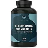 Glucosamin Chondroitin Hochdosiert - 240 Kapseln (790 mg) mit Vitamin C (trägt zur normalen Kollagenbildung bei) - 2370mg pro Tagesdosis - Pharmazeutische Qualität - Deutsche Produktion - TRUE NATURE®