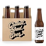 Bier-Geschenke für Männer - 6 Stück Bierflaschenhalter mit Flaschenetiketten - 6 Stück Bierträger - 6 Stück - Bierflaschenetiketten - Bierhalter (Coolest Dad Ever)