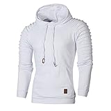 Xmiral Herren Sweatshirt Top Herbst Langarm Plaid Hoodie Mit Kapuze T-Shirt Outwear(L,Weiß)