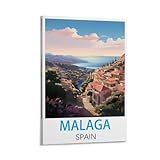 Malaga Spanien Vintage-Reiseposter, 40 x 60 cm, Leinwand-Kunst, Poster und Wandkunst, Bilddruck, moderne Familienschlafzimmer-Dekoration
