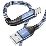 XGMATT USB-C-Kabel, 0,6 m, 3,0 A, Schnellladekabel, geflochtenes Nylon, USB-A auf USB-C-Ladekabel für Samsung Galaxy S10, S9, S8 Plus, S21, Note 10, 9, 8, LG V20, G8, G7, Typ-C-Ladegerät
