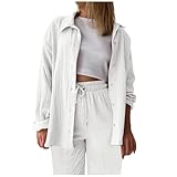 2-teiliges Damen-Outfit, Bluse mit weitem Bein, Taschen, elastische Hosen-Sets, lässig, V-Ausschnitt, Hemd, Hose, modische Streetwear Zweiteiler Hosenanzug Damen Hochzeit Satin Hose D