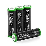 HiQuick Mignon AA Akku 2800mAh - NI-MH wiederaufladbare Batterien 1,200 Zyklen, geringe Selbstentladung - 1,2V AA Batterien 4 Stück