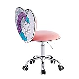 chairus Kinder Schreibtischstuhl Höhenverstellbarer Drehstuhl ohne Armlehnen Studienstuhl Rückenlehne mit Variablen Pailletten (Pink)