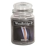 Woodbridge Duftkerze im Glas mit Deckel | Seduction | Duftkerze Amber | Kerzen Lange Brenndauer (130h) | Duftkerze groß | Kerzen Grau (565g)