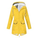 JKRTR Damen Herbst und Winter Plus Fleecejacke Outdoor Bergsteigen Kapuzen Mantel Kleidung Kapuzenjacke Wasserdicht Top, gelb, 54