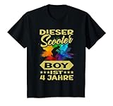 Kinder 4. Geburtstag Wasserfarben Jungen Skater Stunt Scooter T-Shirt
